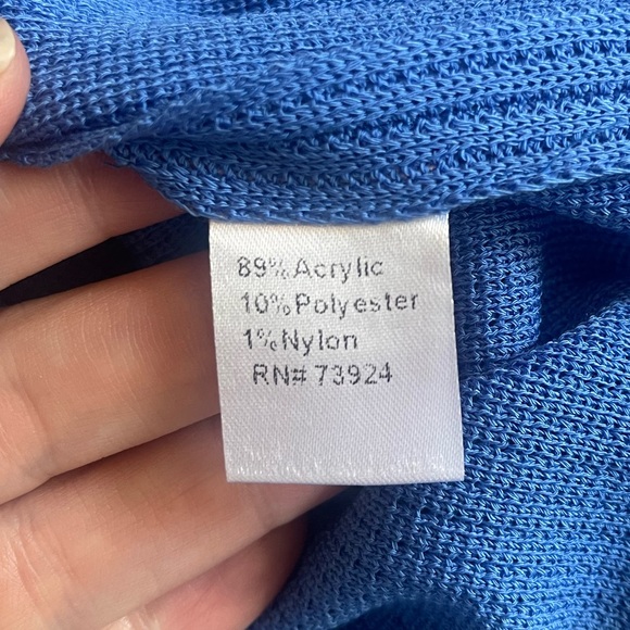 Misook Blue Open Front Knit Cardigan with mesh and eyelet detail size XL - Picture 8 of 8